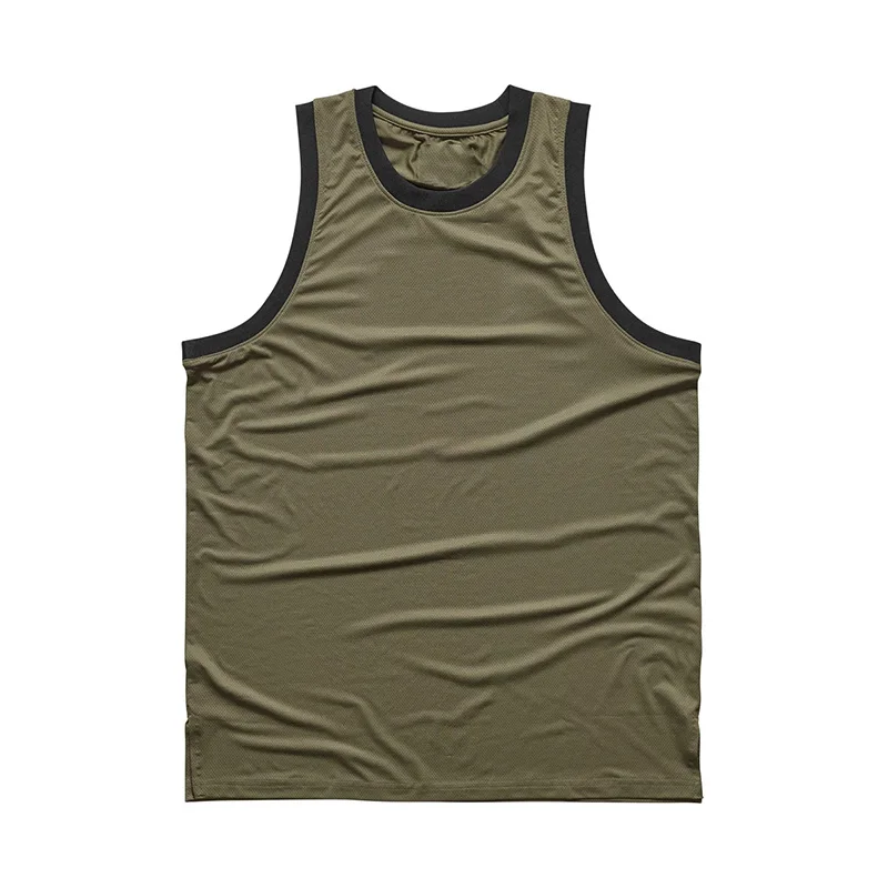 Фирменные однотонные мужские рубашки без рукавов для фитнеса, сетчатый топ для тренажерного зала Canotta, одежда для бодибилдинга, Быстросохнущий жилет для мышц - Цвет: Armygreen