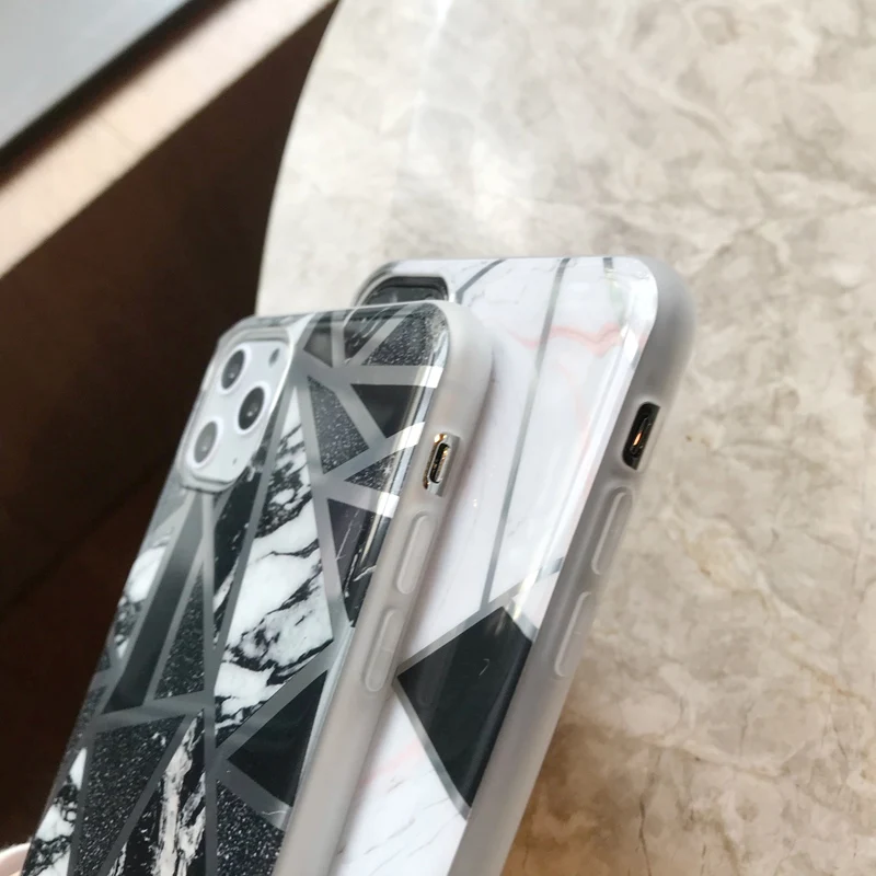 N1986N для iPhone 11 Pro X XR XS Max 6 6s 7 8 Plus чехол для телефона Роскошные геометрические сплайсы мрамор гальванические блестящие IMD Для iPhone X