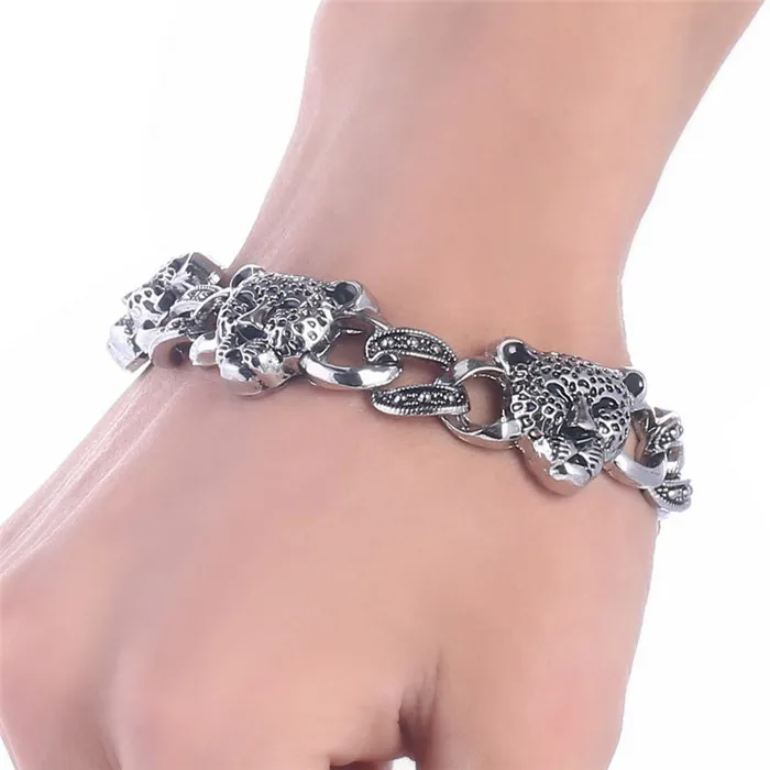 SL502 Винтажный браслет с черепом из бисера Boho Скелет Браслет античный посеребренный ручной работы звено цепи мужской браслет Pulseiras Masculinas - Окраска металла: SL502