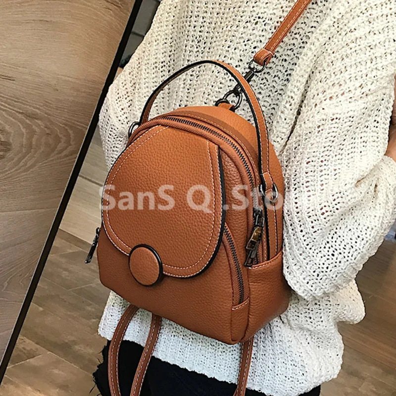 

Fashion Designer New Women Leather Backpack Mini Soft Touch Multi-Function Small Backpack Female Ladies Shoulder Bag Girl Purse
