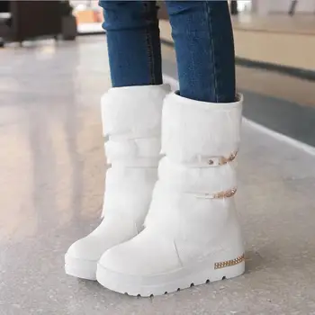 

Promotion large size 34-43 Women Winter Boots Fashion Hidden Wedges Warm Fur Shoes Woman Platform Med-calf Snow Boots