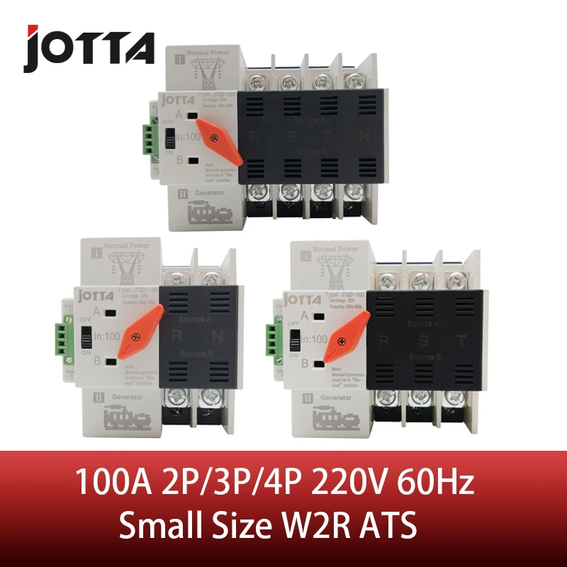 Najtaniej Jotta mały rozmiar W2R 2P 3 P 4 P 100A220V Mini ATS automatyczny przełącznik transferu elektryczny przełącznik przetworników, przełączniki podwójny wyłącznik zasilania