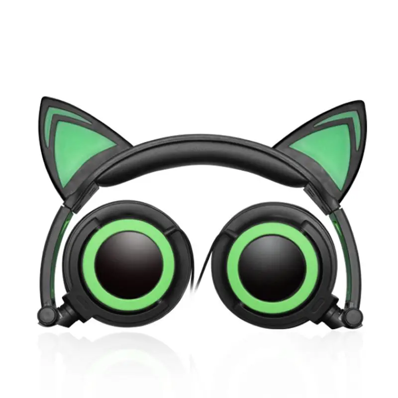 Fashion Cat Ear Headphones With Led Light Cute Cat Ear Gaming Headset For Girls Children Flashing Glowing Gaming Earphones