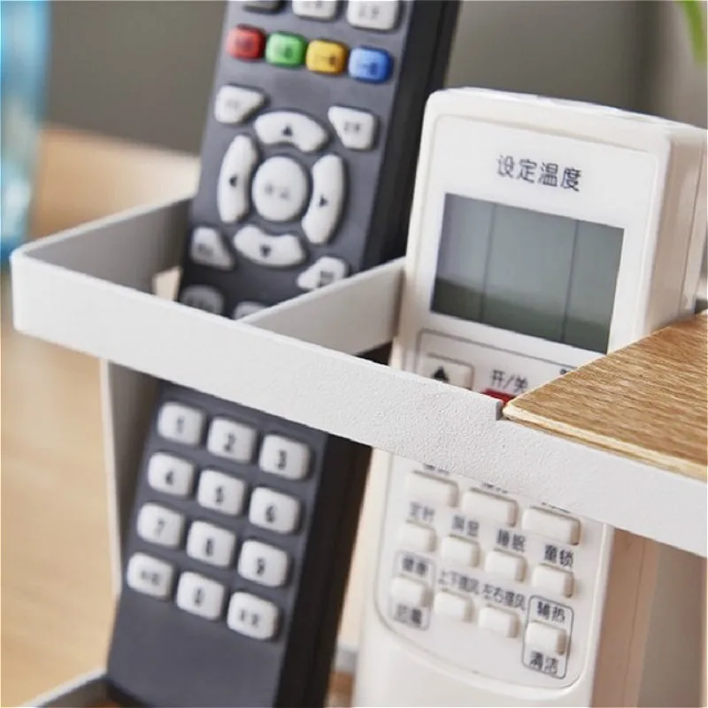 Japanese Remote Control Holder Stand Wooden Iron Glasses Watch Storage Box Office Desktop Organizer Jewelry Storage Rack Shelf