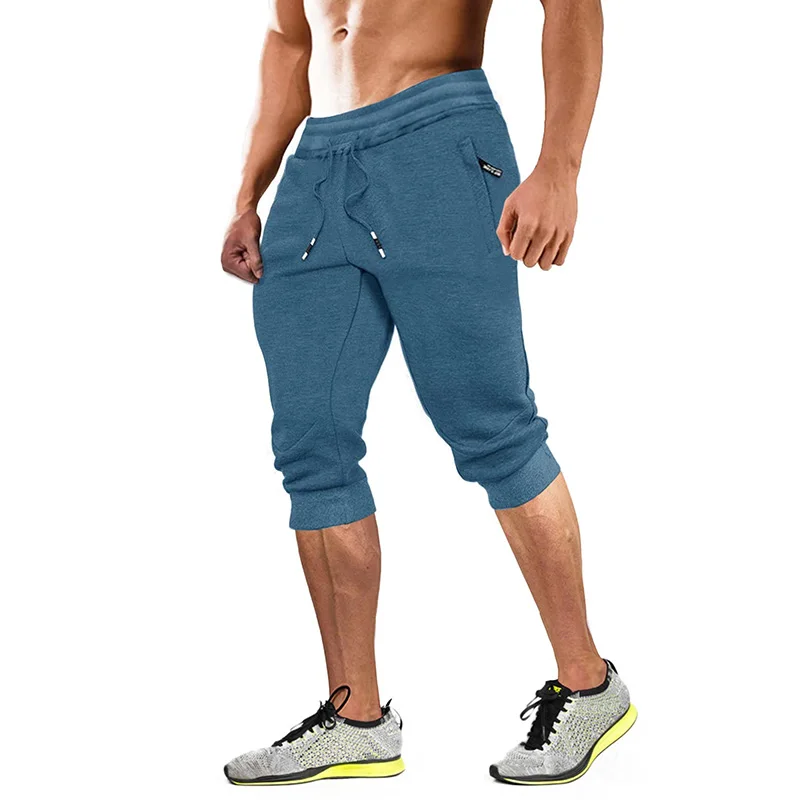 MAGCOMSEN Summer Jogger Men Sport Pants with Zip Pocket Gym Training Fitness Drawstring Sweatpants Below Knee Tracksuit Trousers 16