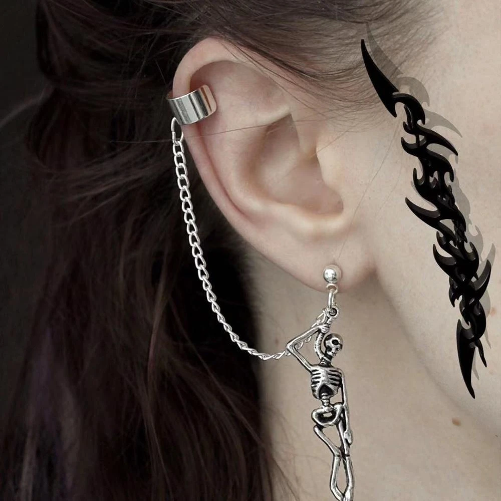 1 Pcs Gothic Clip On Earrings No Pierced Eithout Ear Piercing Clip Earrings  No Hole Brinco Girl Cross Ear Cuff Clips With Chain - Clip Earrings -  AliExpress