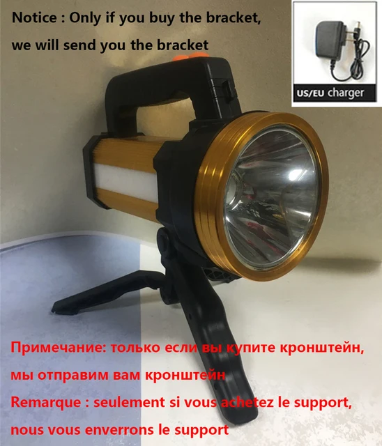 Powerful LED Flashlight Portable XHP50.2 Torch Rechargeable Searchlight Mountable Bracket Spotlight Waterproof Fishing Light Type A