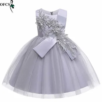 

2019 Princess Wedding Flower Embroidery Dress Children Summer Birthday Party For Young Ball Gown Girl Children's Clothing Design