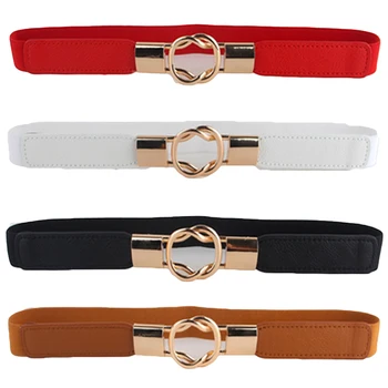 

Ladies Fashion Skinny Gold Buckle Waistband Stretch Elastic Corset Waist Belt LLBLT0109