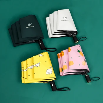 

Automatic Umbrella Female Rain or Shine Dual-Use Folding Umbrella Parasol Sun UV Umbrella