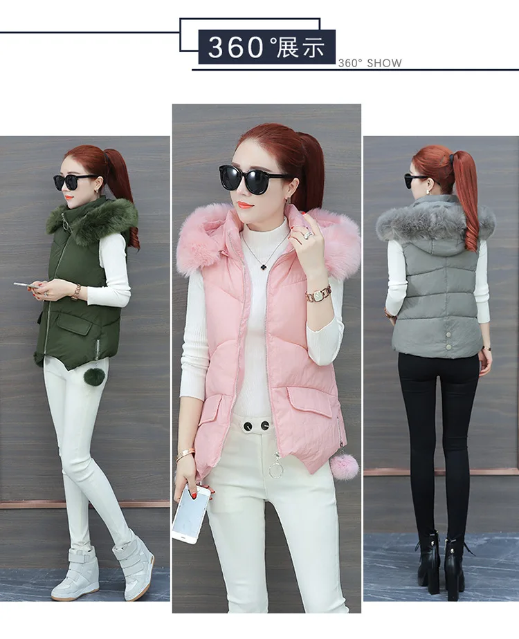 Autumn And Winter Korean-style Slim Fit Fur Collar Short down Cotton nv ma jia Cotton-padded Clothes Cotton Coat Cotton Wai