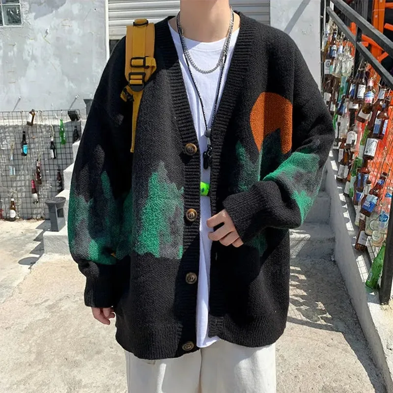 New thin Japanese cardigan sweater male ins Korean version of the trend