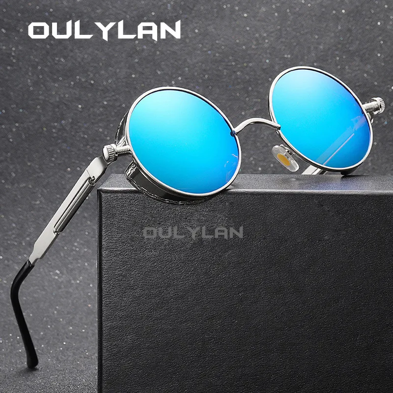 

Oulylan Vintage Round Steampunk Sunglasses Men Brand Designer Sun Glasses Goggles Women High Quality Sunglass UV400 Eyewear