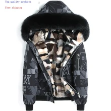 Парка из натурального меха, короткая зимняя куртка для мужчин, подкладка из меха норки, воротник из лисьего меха размера плюс, парка, манто Homme Hiver 4752 KJ1499