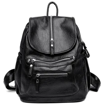 

Women Backpack High Quality Leather Fashion school Backpacks Female Large Capacity Vintage Shoulder Bags Leisure Travel Backpack