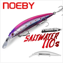 NOEBY – leurre méné rigide coulant Jerkbait, appât artificiel Wobbler idéal pour la pêche en hiver au bar ou au brochet, 110mm, 36g 