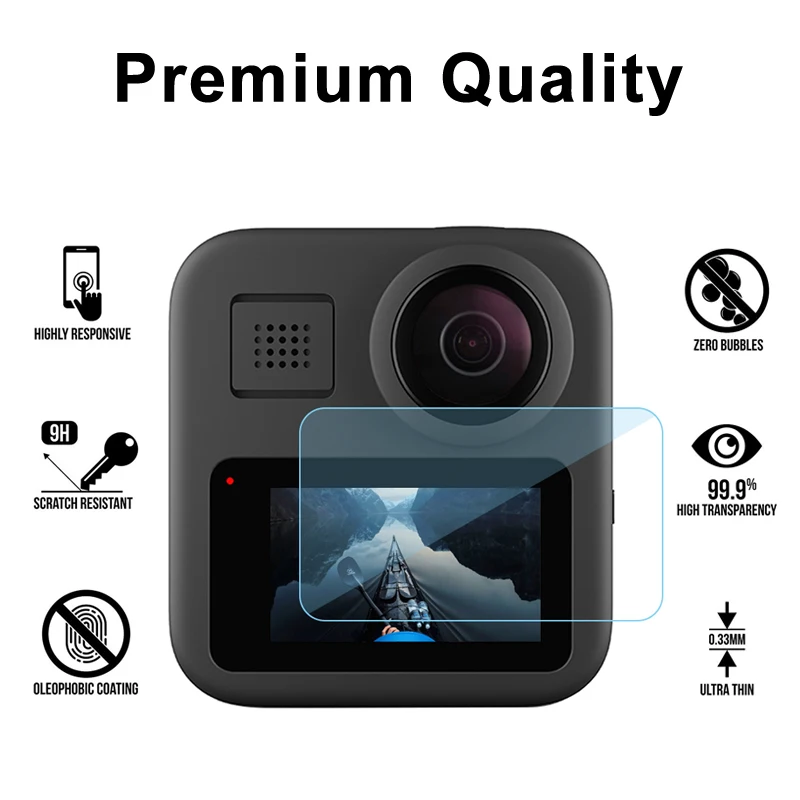 9H Tempered Glass Screen Protector for GoPro - Set of 2