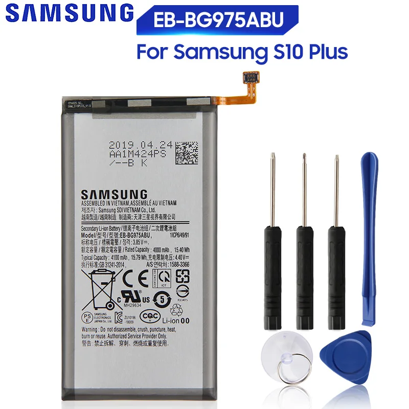 Оригинальная Аккумуляторная батарея для Samsung Galaxy S10 Plus + стандартная телефона 4100