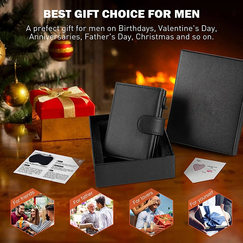 Leather Wallet RFID Blocking with Coins Pocket