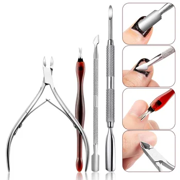 

4Pc/Set Stainless Steel Cuticle Scissors Toe Ingrown Plier Toenail Nipper Trimming Nail Clipper Cutter Dead Skin Remover Tools