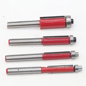

4PCS/Set 1/4" Shank Flush Trim Router Bit Bearing Straight Woodworking Milling Cutter -6.35mm, 7.96mm, 9.52mm, 12.7mm Diameter