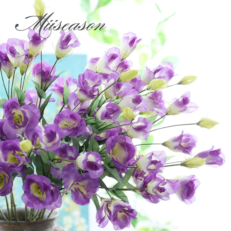 Для свадьбы искусственные цветы 7 головок Eustoma искусственный шелк Gradiflorus Lisianthus декоративный цветок для дома отель Рождество 1 шт