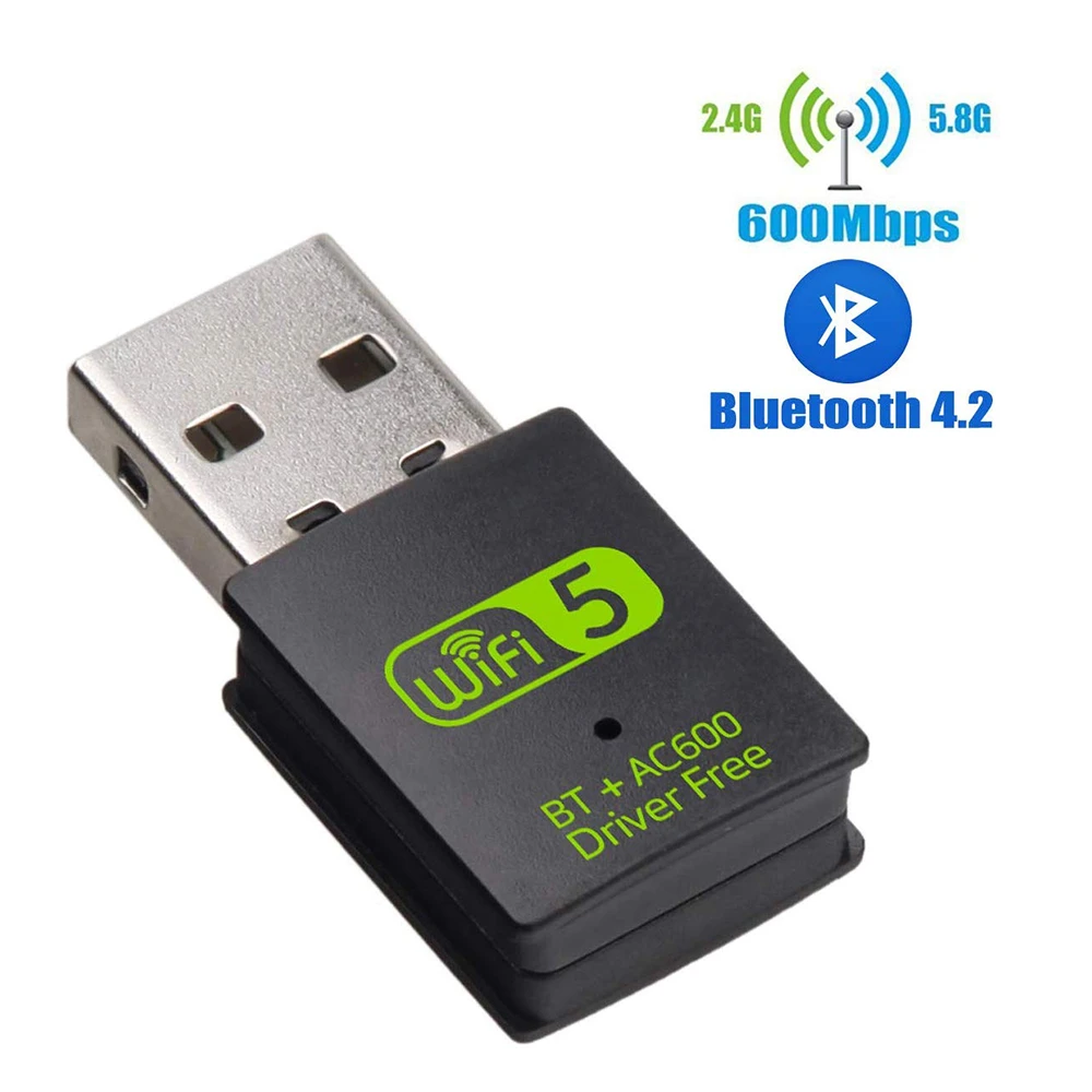 USB WiFi 5 Bluetooth 5.0  Adapter 600Mbps Dual Band 2.4/5Ghz Wireless External Receiver Mini WiFi Dongle for PC/Laptop/Desktop