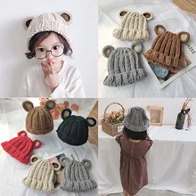 Детская зимняя шапка реквизит для фотосессии милые уши ручной работы вязаная шерстяная шапка