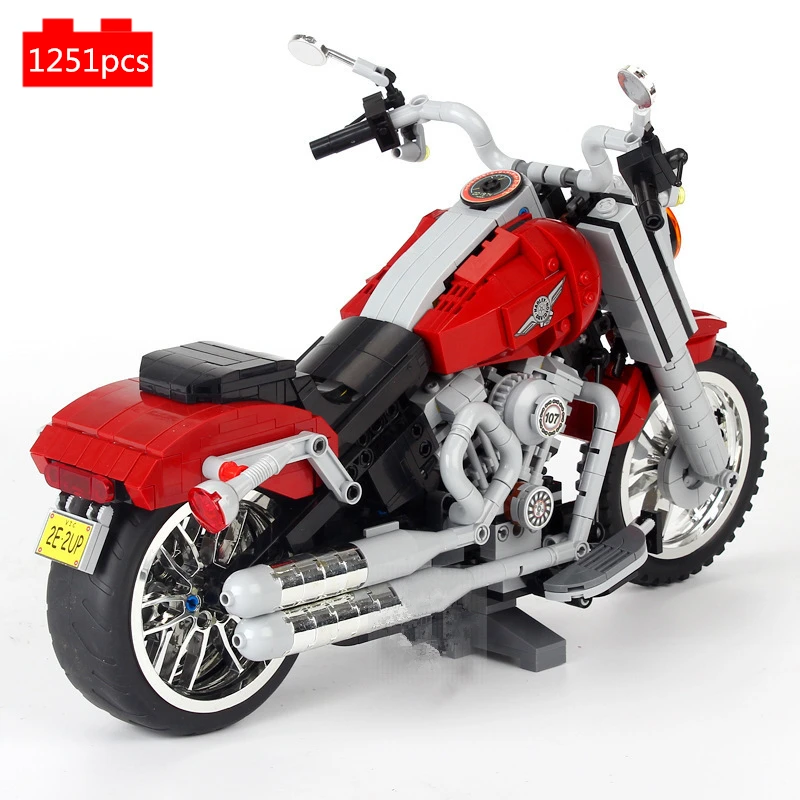 1251PCS High-tech Creator Expert Motorcycle Harleyed Davidson Fat Boy Building Blocks kit Bricks Classic Model Kids Toys gifts | Игрушки и