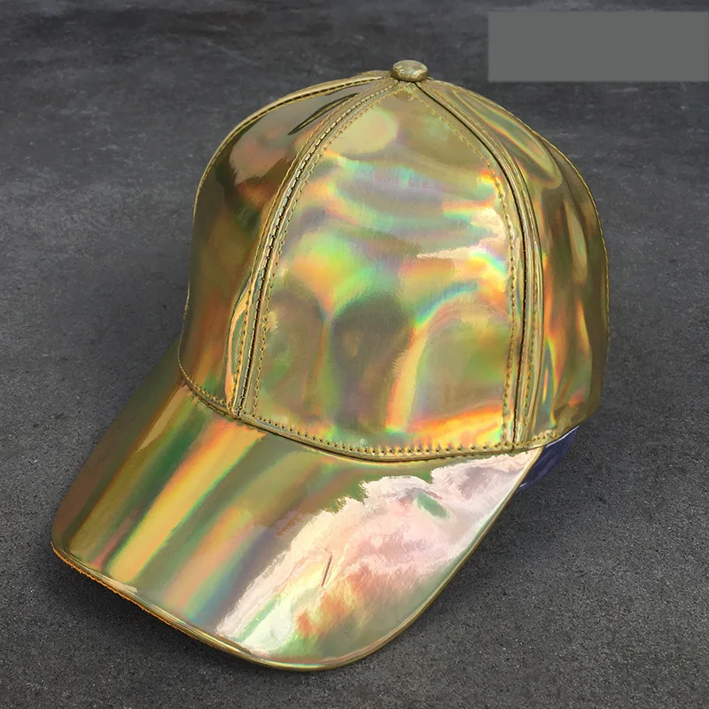 Цветные светоотражающие мужские шапки, модные, в стиле хип-хоп, переливающиеся, для мужчин и женщин, бейсбольная кепка, радужная шляпа, уличная одежда, 14 цветов - Цвет: gold