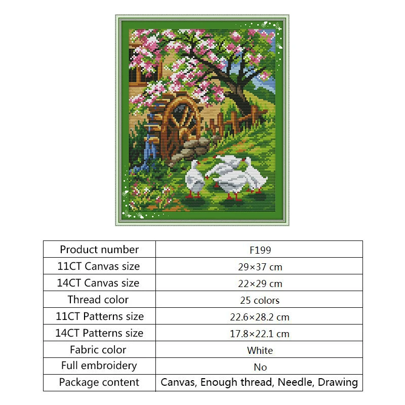 Cross Stitch Fabric for Embroidery Kit Landscape Painting 14 11ct Counted Printed Canvas Water-soluble DMC DIY Crafts Needlework (1)