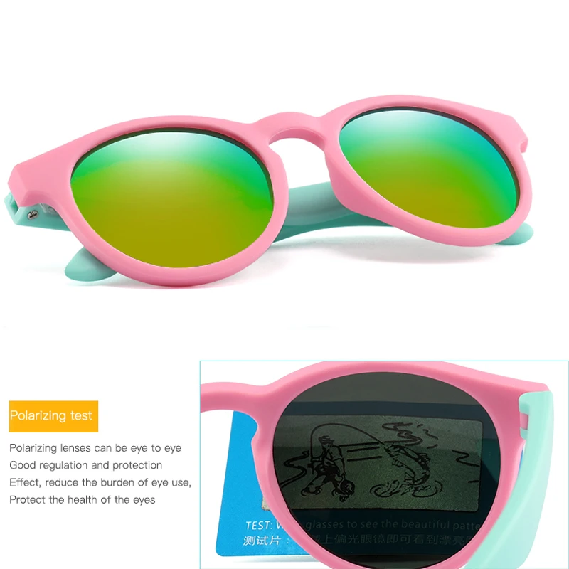 Fashion Flexible Kids Sunglasses With Case Boys Girls Polarized Sun Glasses Baby TR90 Silicone Mirror Eyeware UV400 Shades