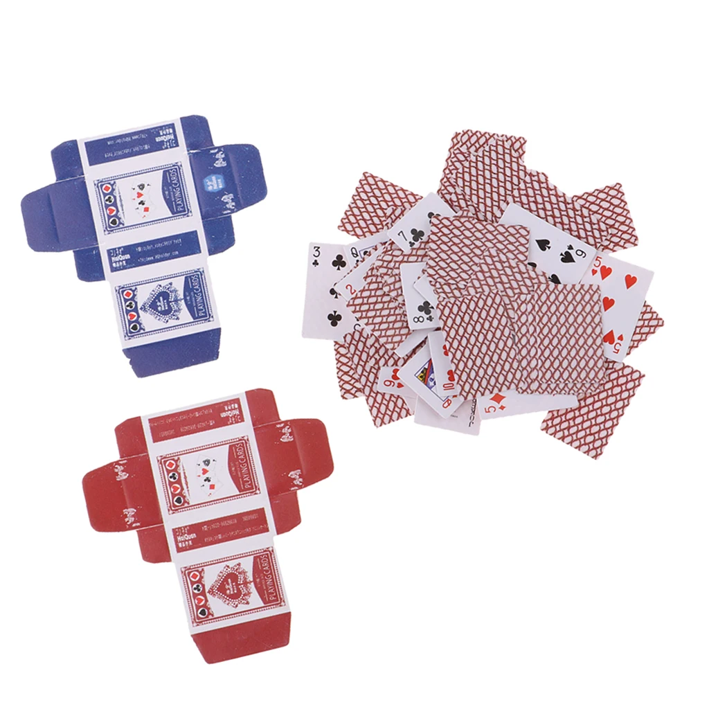 Miniature Full Deck of Playing Cards Poker for 1/6 1/12 Scale Dollhouse Kit Accessory