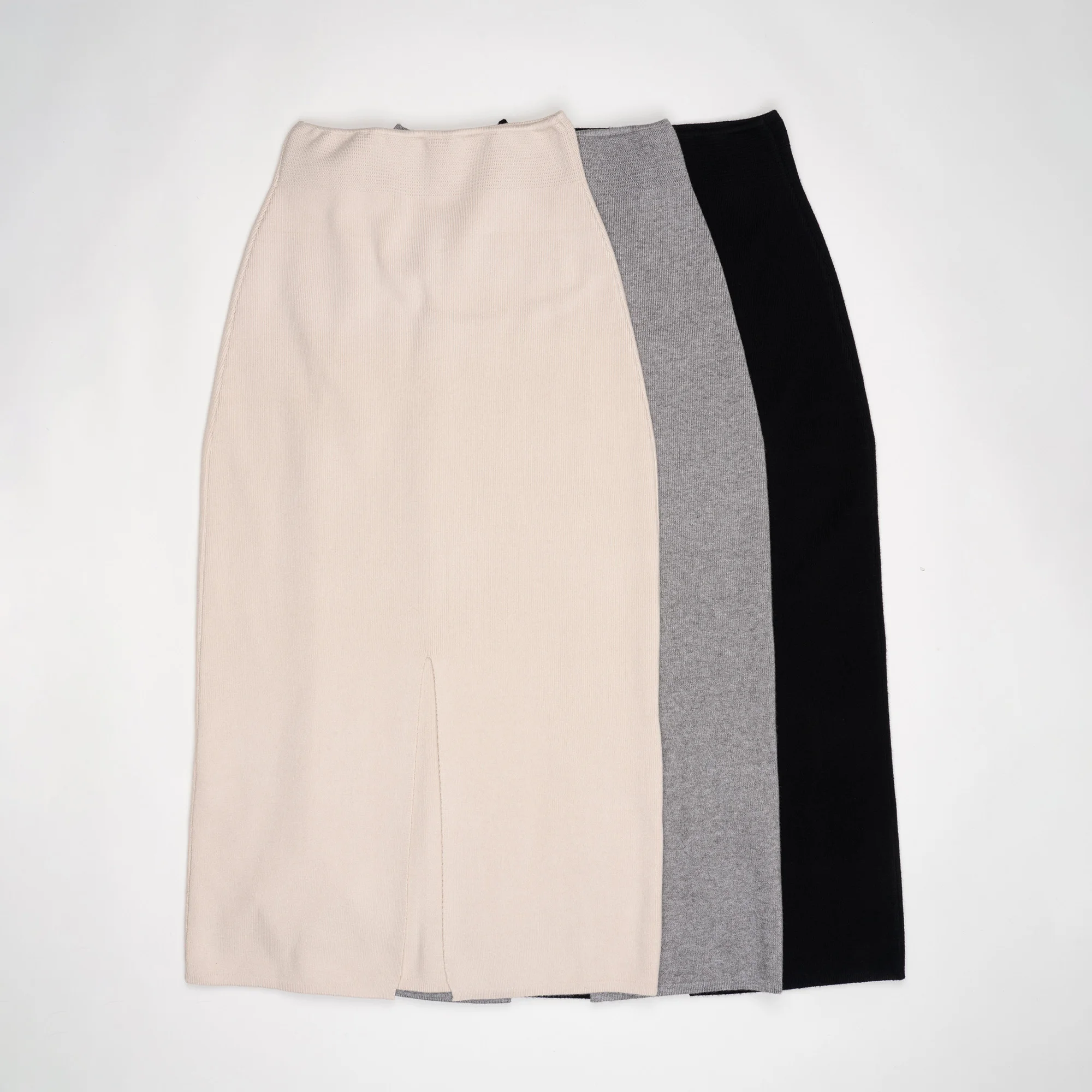 

Split Midi Knitted Skirt Fall Winter Long Mid Calf Skirts