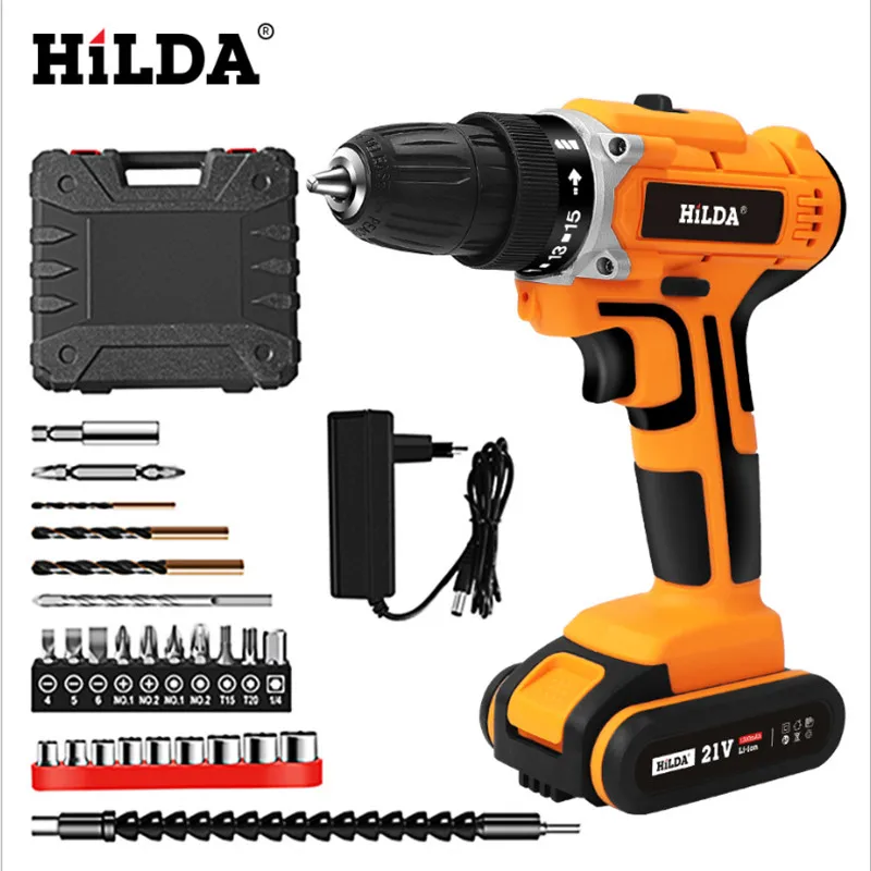 

12-21V Electric Drill with Rechargeable Lithium Battery Screwdriver Cordless Screwdriver Two-speed Power Drills TP-0339