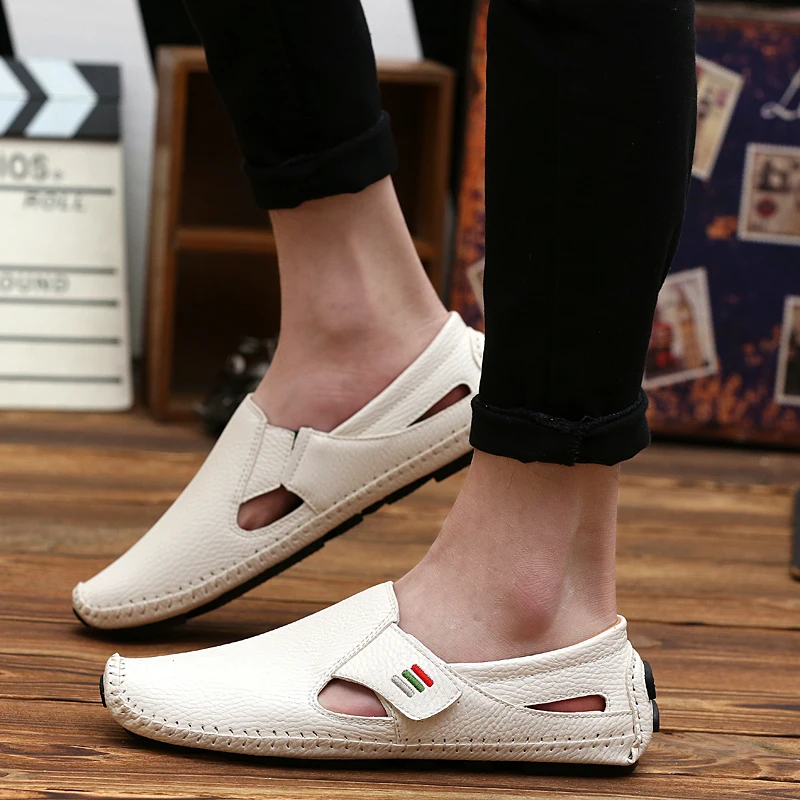 

big size 48 Black Men Loafers Shoes Luxury genuine leather Slip-on Moccasins Casual Men fashion loafers Men's Flats driving Shoe