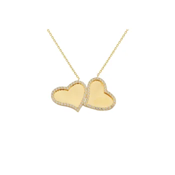 

Name or Letter of Rewritable Dual Platter Heart Gold Necklace 02-360-K0967
