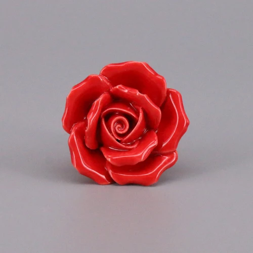 10 шт. мебель Роза для рукоделия цветок дверные ручки, керамические кухонные ручки выдвижной ящик керамические ручки для шкафчиков шкафы шкаф двери оборудования - Цвет: Красный