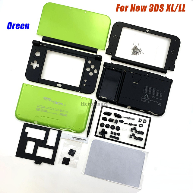 Nintendo New 3DS XL LL Console Faceplate Blue Bottom Middle Shell Housing Full Set With Buttons Screw Replacement Case Cover