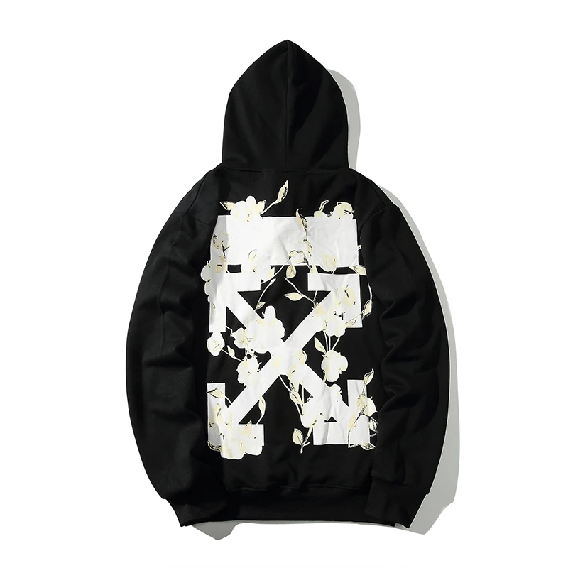 Arrow flowers 19ss Off-White OW мужские/женские модели для влюбленных осень-зима модная повседневная свободная толстовка с капюшоном куртка с капюшоном - Цвет: Black