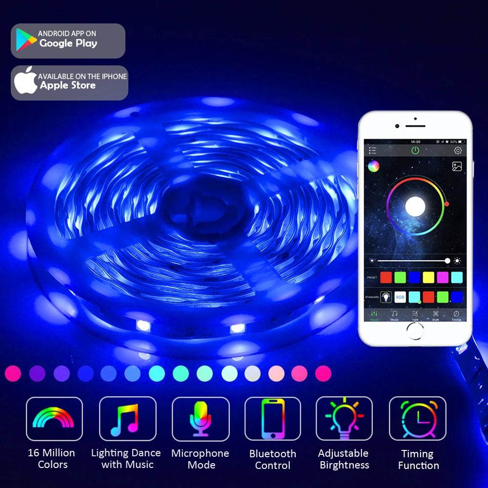 Светодиодная RGB лента для ТВ USB светодиодсветильник с Bluetooth 5050SMD гибкая 1 м 2 3 5 в