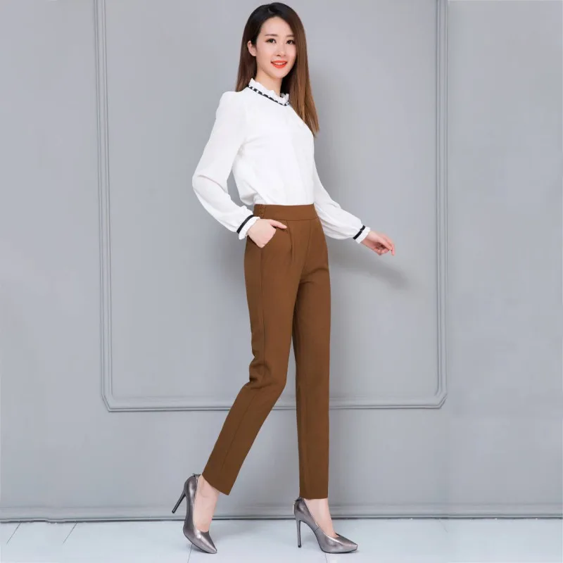 

Women Stretch Elastic Pantalon High Waist Solid Harem Skinny Solid Ankle Length High Waist Long Bottom Palazzo Capris Pants