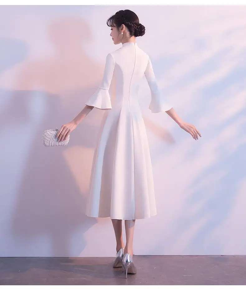 Элегантное однотонное платье с вышивкой, Qipao, классический воротник-стойка, свадебное платье подружки невесты, сексуальное атласное тонкое вечернее торжественное платье, 3XL