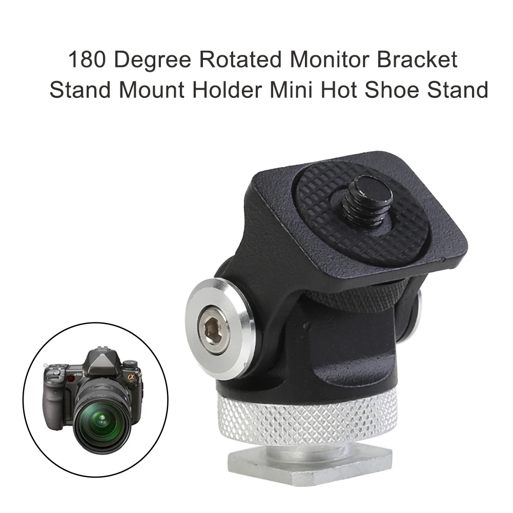 YIJIABINGRU 180 Degree Rotated Monitor Bracket Stand Mount Holder Adjustable Mini Hot Shoe Stand for Vlogger DSLR Camera Head Accessories