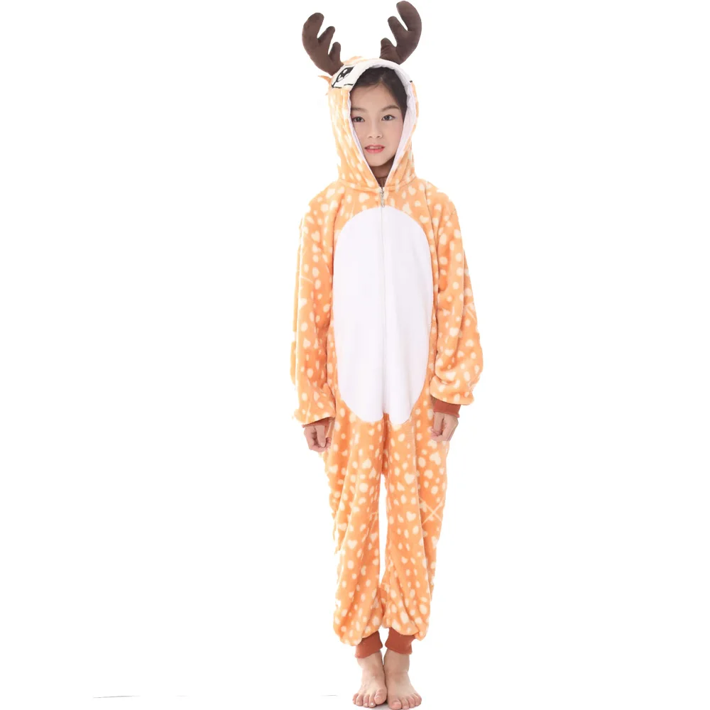 Children Flannel Winter Warm Pajamas Animal Unicorn Pijamas For 4-12 Years Kids Jumpsuits Overall Oneise Girl Unicorn Pajama
