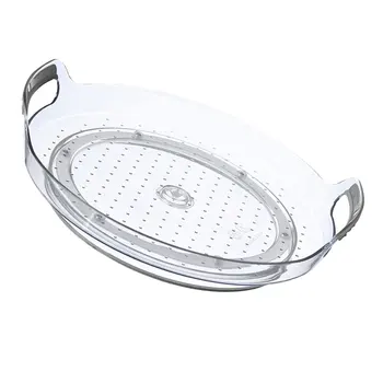 

1Pc Practical Storage Plate Kitchen Storage Tray Slide-proof Plate (Light Grey)