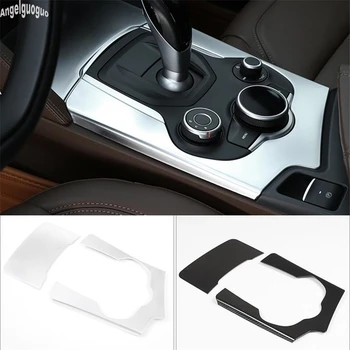 

For Alfa Romeo Stelvio Accessories Car Central Gear Panel Cover DSG Shift Knob Decoration Chrome/Carbon Fiber Style Trim Sticker