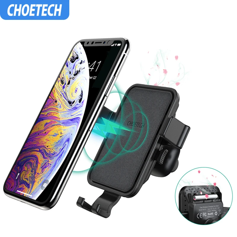 CHOETECH 10 Вт Qi ароматерапия Беспроводное зарядное устройство для автомобиля держатель телефона для iPhone Xiaomi быстрая Беспроводная зарядка для samsung Qi зарядное устройство