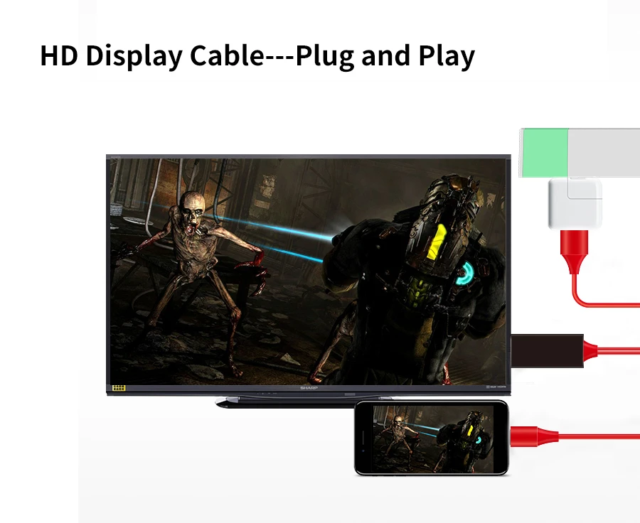 Для Lightning 8pin к HDMI HDTV 1080P Кабели аудио адаптер кабеля конвертера для игры видео