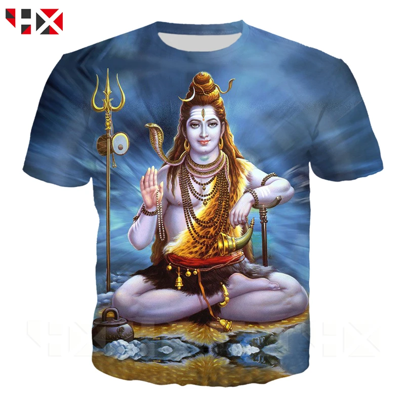 Футболка с изображением индийского бога Шива мужская и женская модная одежда 3D